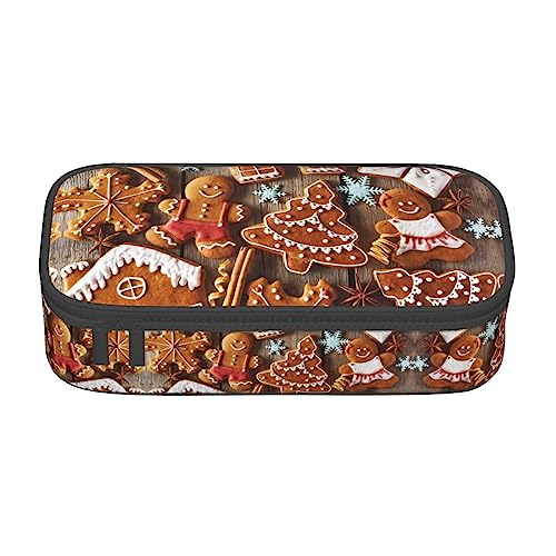 MDATT Lebkuchenkekse buntes Federmäppchen Tasche mit Reißverschluss Tasche Organizer für Büro Reise Halter Box, Schwarz , Einheitsgröße, Koffer von MDATT