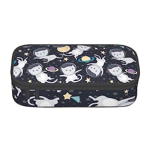 MDATT Lustige Katze Astronaut Bunte Bleistift Stift Fall Tasche mit Reißverschluss Tasche Organizer für Büro Reise Halter Box, Schwarz , Einheitsgröße, Koffer von MDATT