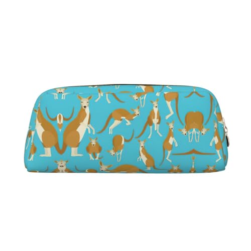 MDATT Lustiges Federmäppchen mit Cartoon-Känguru-Zoo-Druck, niedliches Federmäppchen für Stifte, Stifte, Marker, gold, Einheitsgröße, Kosmetiktasche von MDATT