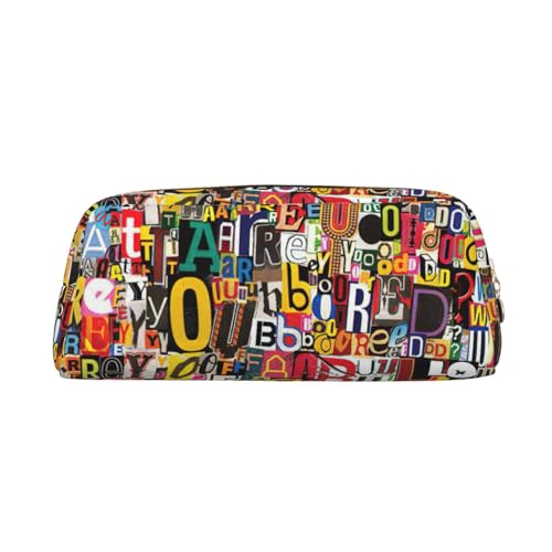 MDATT Niedliches Federmäppchen mit Buchstaben und Zahlen, aus Leder für Studenten, Reißverschlusstasche für Stifte, Bleistifte, Marker, gold, Einheitsgröße, Kosmetiktasche von MDATT