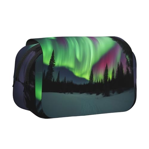 MDATT Northern Lights Malerei Druck Federmäppchen für Erwachsene, langlebige Stift-Tragetasche, Schwarz , Einheitsgröße, Taschen-Organizer von MDATT