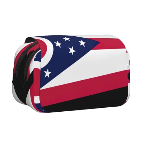 MDATT Ohio Federmäppchen mit Staatsflaggen-Druck für Erwachsene, langlebige Stift-Tragetasche, Schwarz , Einheitsgröße, Taschen-Organizer von MDATT