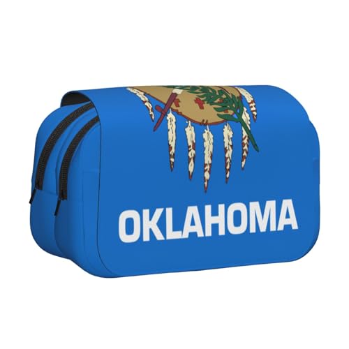 MDATT Oklahoma Federmäppchen mit Staatsflaggen-Druck für Erwachsene, langlebige Stift-Tragetasche, Schwarz , Einheitsgröße, Taschen-Organizer von MDATT