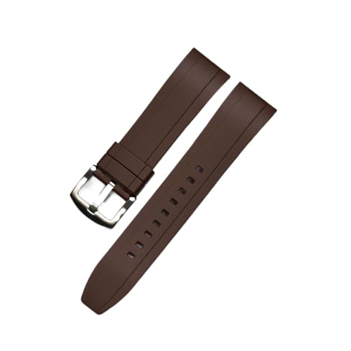 MDATT Quick Release Armbands Qualität Silikon-Gummi-Uhr-Träger 20mm 22mm 24mm wasserdichte tauchen männer Uhren Zubehör (Color : Brown silver, Size : 24mm) von MDATT