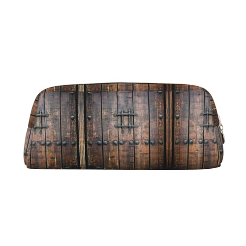 MDATT Rustikale Stifttasche mit Holztürdruck, niedliches Stifteetui für Studenten, Reißverschlusstasche für Stifte, Bleistifte, Marker, gold, Einheitsgröße, Kosmetiktasche von MDATT