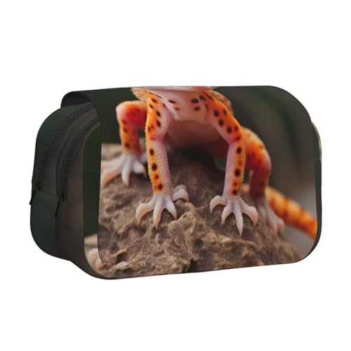 MDATT Sand-Leoparden-Gecko-1 Druck-Federmäppchen für Erwachsene, langlebige Stift-Tragetasche, Schwarz , Einheitsgröße, Taschen-Organizer von MDATT