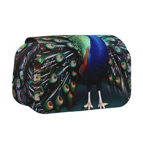 MDATT Schönes Federmäppchen mit Pfauen-Druck für Erwachsene, langlebige Stift-Tragetasche, Schwarz , Einheitsgröße, Taschen-Organizer von MDATT