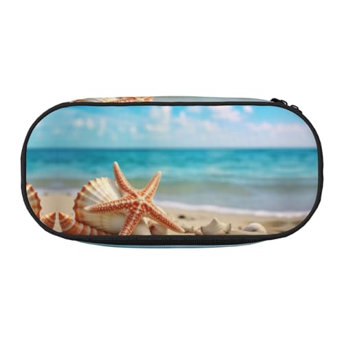 MDATT Sea Shell Seestern 1 großes Federmäppchen, weiches Federmäppchen mit Reißverschluss, tragbares Federmäppchen für Erwachsene, Schwarz , Einheitsgröße, Taschen-Organizer von MDATT