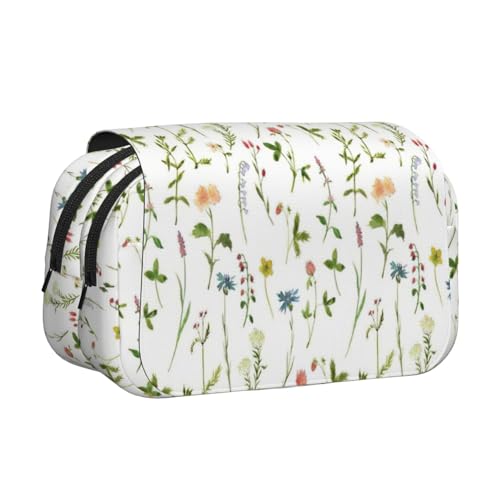 MDATT Season Federmäppchen mit Aquarellfarben von Kräutern und Blumen, für Erwachsene, langlebige Stifte-Tragetasche, Schwarz , Einheitsgröße, Taschen-Organizer von MDATT