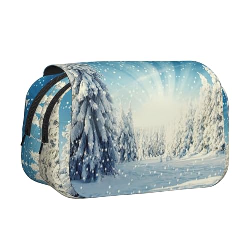 MDATT Snow Wonderland Federmäppchen mit Weihnachtsmotiv, für Erwachsene, langlebige Stifte-Tragetasche, Schwarz , Einheitsgröße, Taschen-Organizer von MDATT