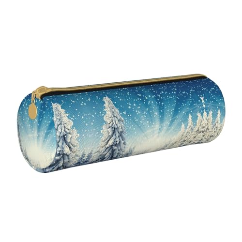MDATT Snow Wonderland Stift- und Federmäppchen, Motiv: Tannenbaum, Mehrzweck-Schreibwaren-Tasche für Schüler und Studenten, weiß, Einheitsgröße, Taschen-Organizer von MDATT