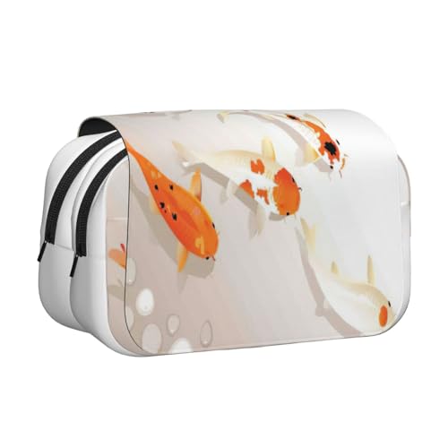 MDATT Traditionelles Federmäppchen mit Koi-Karpfen mit Punkten, für Erwachsene, langlebige Stifte-Tragetasche, Schwarz , Einheitsgröße, Taschen-Organizer von MDATT