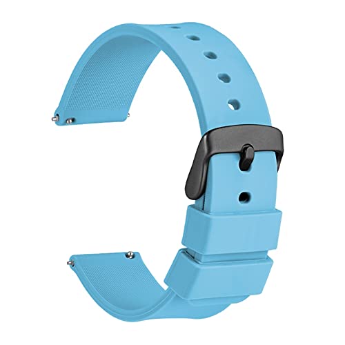 MDATT Uhrenband 14mm 18mm 20mm 22mm 24mm Silikon Sport Watch Strap Herren Frauen Replementband Gummi Armband Edelstahlschnalle (Color : Deepskyblue, Size : 21mm) von MDATT
