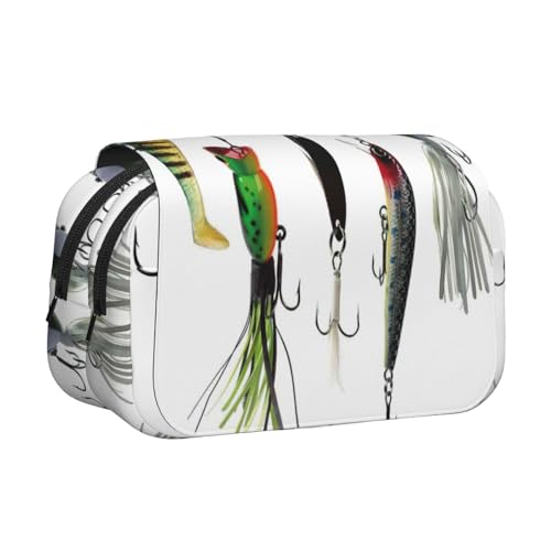 MDATT Verschiedene Arten von Angelködern bedrucktes Federmäppchen für Erwachsene, langlebige Stift-Tragetasche, Schwarz , Einheitsgröße, Taschen-Organizer von MDATT