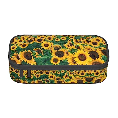 MDATT Viele schöne Sonnenblumen Bunte Federmäppchen Tasche mit Reißverschluss Beutel Organizer für Büro Reise Halter Box, Schwarz , Einheitsgröße, Koffer von MDATT