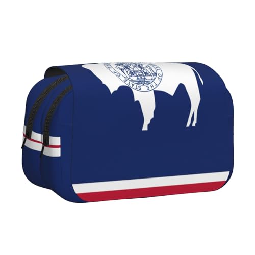 MDATT Wyoming Federmäppchen mit Staatsflaggen-Druck, für Erwachsene, langlebige Stift-Tragetasche, Schwarz , Einheitsgröße, Taschen-Organizer von MDATT