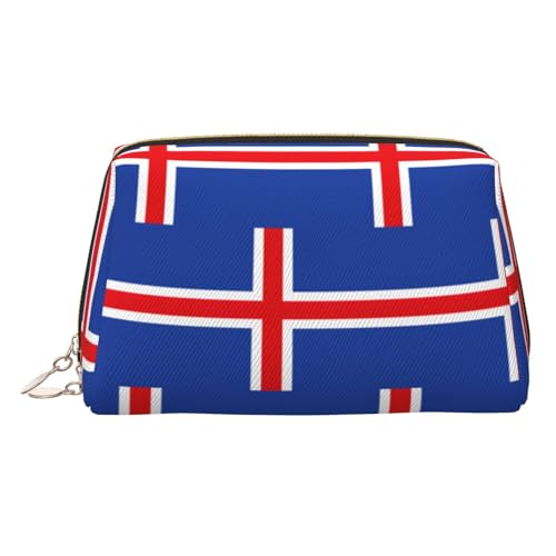 Make-up-Organizer, Motiv: Flagge von Island, Reise-Ready, tragbarer Kulturbeutel für Damen, gold, Einheitsgröße, Kulturbeutel von MDATT