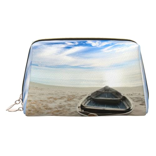 Make-up-Organizer für Damen, Motiv: Boot, Strand, Sonnenaufgang, Zeit, Reisen, tragbarer Kulturbeutel, gold, Einheitsgröße, Kulturbeutel von MDATT