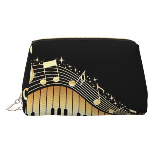 Make-up-Organizer mit Musiknoten-Motiv, tragbar, für Damen, gold, Einheitsgröße, Kulturbeutel von MDATT