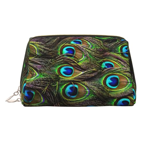 Make-up-Organizer mit Pfauenfedern, tragbar, für Damen, gold, Einheitsgröße, Kulturbeutel von MDATT