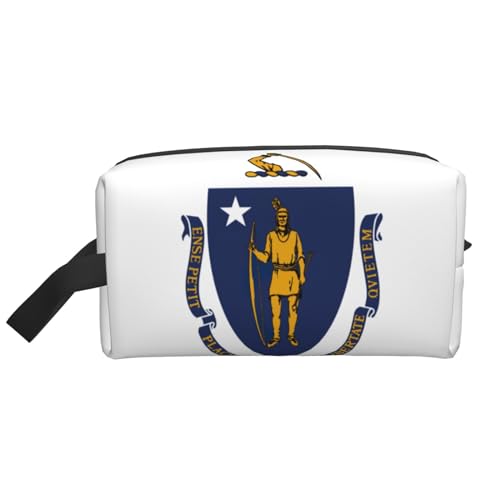 Massachusetts Aufbewahrungstasche mit Staatsflagge, kleine Make-up-Tasche für Geldbörse, Reisen, Make-up-Tasche, Mini-Kosmetiktasche für Herren, Flagge des Bundesstaates Massachusetts, Einheitsgröße von MDATT