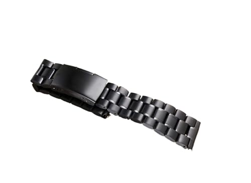 Massive Edelstahl Armband for Männer Frauen Uhren Metallbänder 14mm 16mm 18mm 19mm 20 21mm 22 24mm 26mm Faltschnalle Band (Color : Black, Size : 14mm) von MDATT