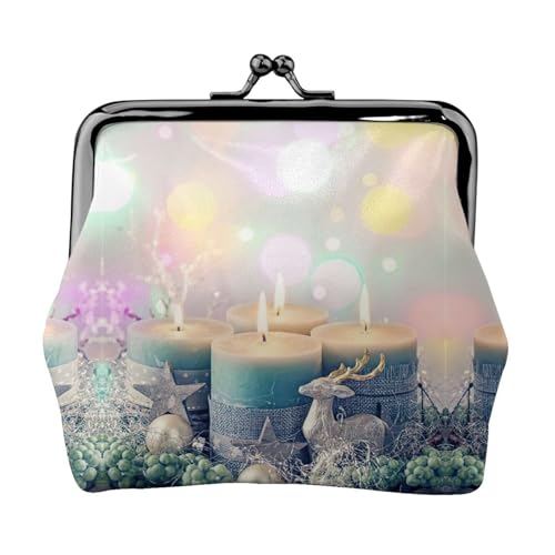 Merry Christmas Candle 1 Bedruckte kleine Münzbörse, leichte Reisebrieftasche für Sightseeing-Touren und Einkaufsbummel, Schwarz , Einheitsgröße, Münztasche von MDATT