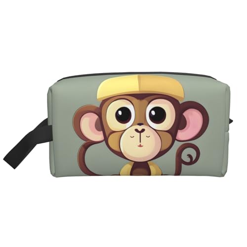 Niedliche Affen-Aufbewahrungstasche, kleine Make-up-Tasche für Geldbörse, Reise-Make-up-Tasche, Mini-Kosmetiktasche für Herren, Niedlicher Affe, Einheitsgröße von MDATT