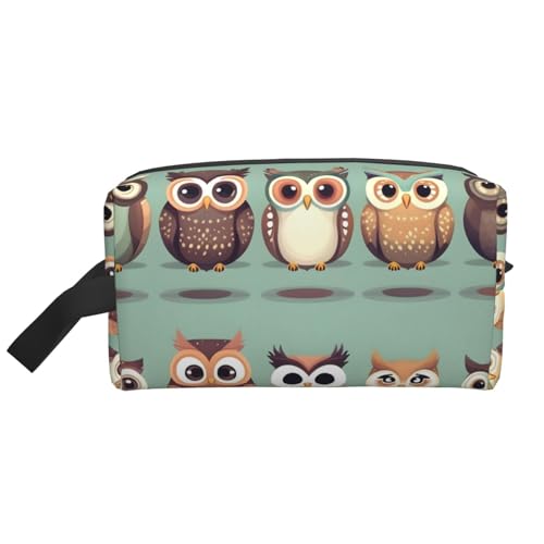 Niedliche Aufbewahrungstasche mit Cartoon-Eulen, kleine Make-up-Tasche für Geldbörse, Reise-Make-up-Tasche, Mini-Kosmetiktasche für Herren, Niedliche Cartoon-Eulen, Einheitsgröße von MDATT