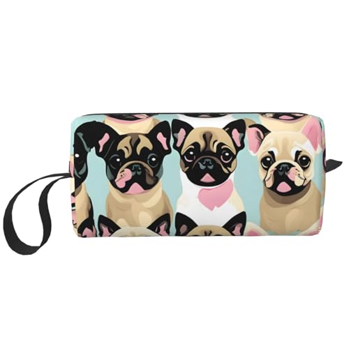 Niedliche Chihuahua-Mops-Aufbewahrungstasche, kleine Make-up-Tasche für Geldbörse, Reise-Make-up-Tasche, Mini-Kosmetiktasche für Herren, Niedlicher Chihuahua-Mops, Einheitsgröße von MDATT