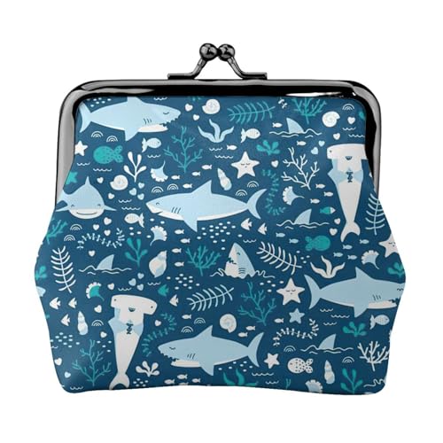 Niedliche blaue Fische, 1 kleine Make-up-Tasche für Geldbörse, tragbare Mini-Kosmetiktaschen, für Fitnessstudio und den täglichen Gebrauch, Schwarz , Einheitsgröße, Münztasche von MDATT