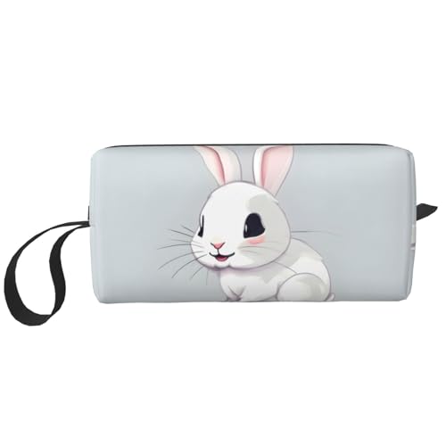 Niedliche weiße Kaninchen-Aufbewahrungstasche, kleine Make-up-Tasche für Geldbörse, Reise-Make-up-Tasche, Mini-Kosmetiktasche für Herren, Süßes weißes Kaninchen, Einheitsgröße von MDATT