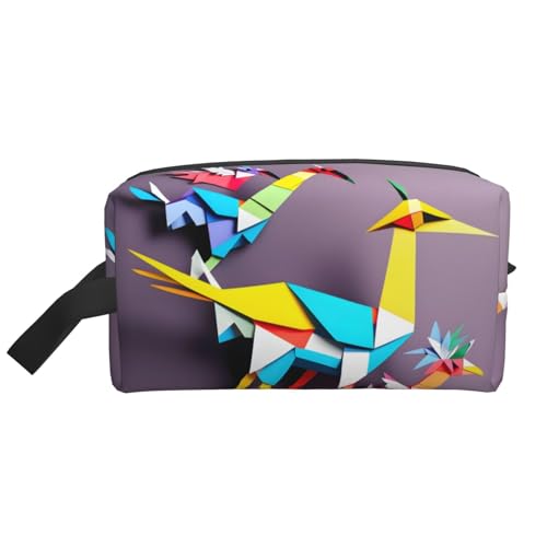 Origami Kosmetiktasche für Damen, Motiv: Kraniche, kleine Make-up-Tasche für Geldbörse, Make-up-Tasche, Reise-Make-up-Tasche mit Reißverschluss, mehrfarbig, Origami-Kraniche, mehrfarbig, Einheitsgröße von MDATT