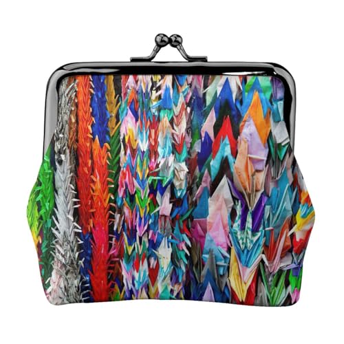 Origami Multicolor Papercraft Cranes Printing Small Coin Purse Lightweight Travel Wallet for Sightseeing Tours and Shopping Sprees, Schwarz , Einheitsgröße, Münztasche von MDATT