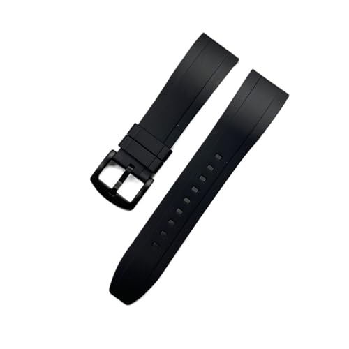 Quick Release Watch Bands Premium Grad Silikon-Gummi-Uhr-Träger 20mm 22mm 24mm wasserdichte Passform for Männer Frauen Uhren Zubehör (Color : Black black, Size : 22mm) von MDATT