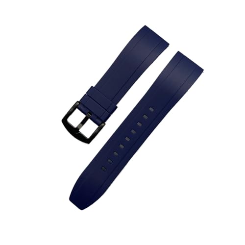 Quick Release Watch Bands Premium Grad Silikon-Gummi-Uhr-Träger 20mm 22mm 24mm wasserdichte Passform for Männer Frauen Uhren Zubehör (Color : Blue black, Size : 20mm) von MDATT