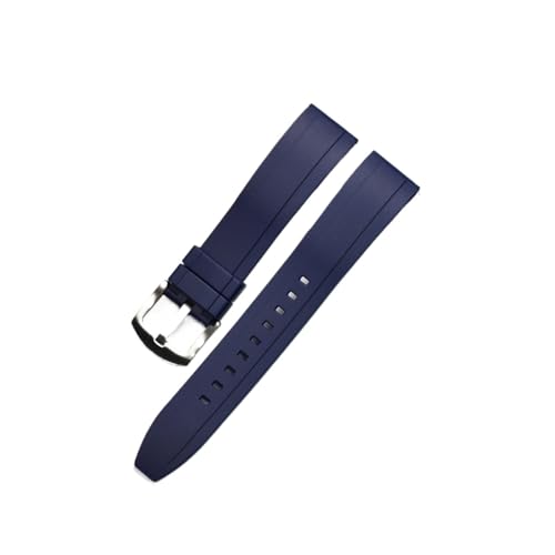Quick Release Watch Bands Premium Grad Silikon-Gummi-Uhr-Träger 20mm 22mm 24mm wasserdichte Passform for Männer Frauen Uhren Zubehör (Color : Blue silver, Size : 22mm) von MDATT