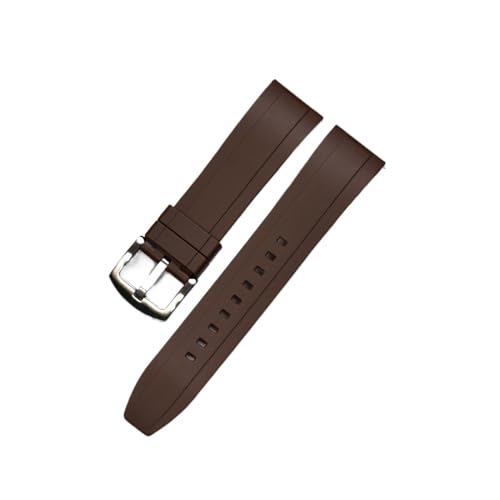Quick Release Watch Bands Premium Grad Silikon-Gummi-Uhr-Träger 20mm 22mm 24mm wasserdichte Passform for Männer Frauen Uhren Zubehör (Color : Brown silver, Size : 22mm) von MDATT