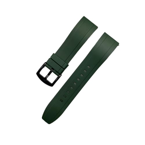 Quick Release Watch Bands Premium Grad Silikon-Gummi-Uhr-Träger 20mm 22mm 24mm wasserdichte Passform for Männer Frauen Uhren Zubehör (Color : Green black, Size : 20mm) von MDATT