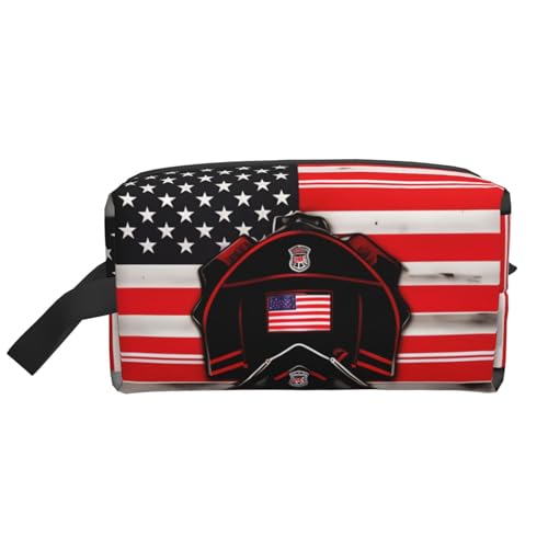 Red Line Aufbewahrungstasche mit Feuerwehrmann-Flagge, kleine Make-up-Tasche für Geldbörse, Reisen, Make-up-Tasche, Mini-Kosmetiktasche für Herren, Red Line Feuerwehrmann USA-Flagge, Einheitsgröße von MDATT