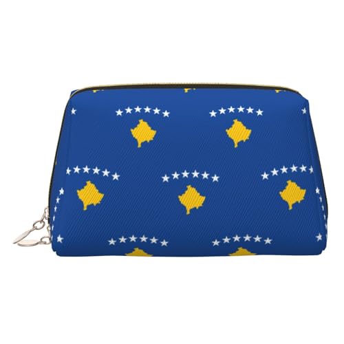 Reise-Make-up-Organizer, Motiv: Flagge des Kosovo, tragbarer Kulturbeutel für Damen, gold, Einheitsgröße, Kulturbeutel Reise-Make-up-Organizer, Motiv: Flagge des Kosovo, tragbarer Kulturbeutel für Damen, gold, Einheitsgröße, Kulturbeutel von MDATT