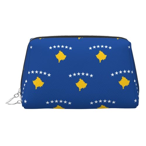 Reise-Make-up-Organizer, Motiv: Flagge des Kosovo, tragbarer Kulturbeutel für Damen, silber, Einheitsgröße, Kulturbeutel von MDATT