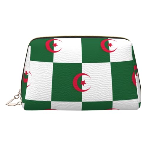 Reise-Make-up-Organizer, Motiv: Flagge von Algerien, tragbare Kulturtasche für Damen, gold, Einheitsgröße, Kulturbeutel Reise-Make-up-Organizer, Motiv: Flagge von Algerien, tragbare Kulturtasche für Damen, gold, Einheitsgröße, Kulturbeutel von MDATT