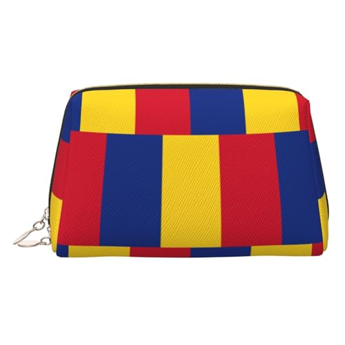 Reise-Make-up-Organizer, Motiv: Flagge von Rumänien, tragbare Kulturtasche für Damen, gold, Einheitsgröße, Kulturbeutel Reise-Make-up-Organizer, Motiv: Flagge von Rumänien, tragbare Kulturtasche für Damen, gold, Einheitsgröße, Kulturbeutel von MDATT