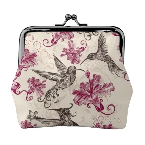 Schöne Blumen Kolibri Druck Kleine Münzbörse Leichte Reisebrieftasche für Sightseeing-Touren und Einkaufsbummel, Schwarz , Einheitsgröße, Münztasche von MDATT