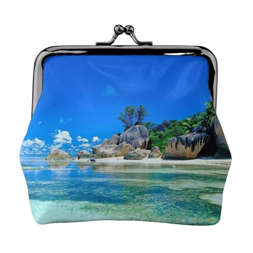 Schöne Strände drucken kleine Münzbörse, leichte Reisebrieftasche für Sightseeing-Touren und Einkaufsbummel, Schwarz , Einheitsgröße, Münztasche von MDATT