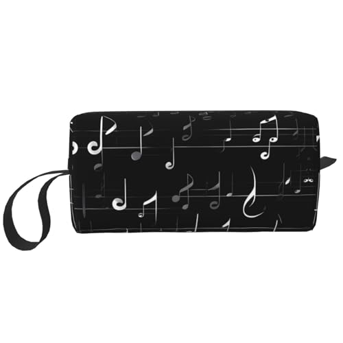 Schwarze Aufbewahrungstasche für Musiknoten, kleine Make-up-Tasche für Geldbörse, Reise-Make-up-Tasche, Mini-Kosmetiktasche für Herren, Schwarze Musiknoten, Einheitsgröße von MDATT