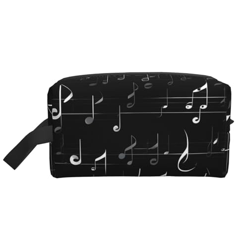 Schwarze Aufbewahrungstasche für Musiknoten, kleine Make-up-Tasche für Geldbörse, Reise-Make-up-Tasche, Mini-Kosmetiktasche für Herren, Schwarze Musiknoten, Einheitsgröße von MDATT