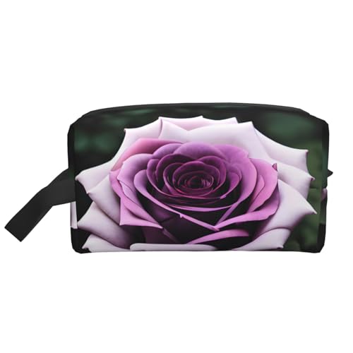 Schwarze Kosmetiktasche mit Rosenmotiv für Damen, kleine Make-up-Tasche für Geldbörse, Make-up-Tasche, Reise-Make-up-Tasche mit Reißverschluss, Schwarze Blackgound-Rose, Einheitsgröße von MDATT