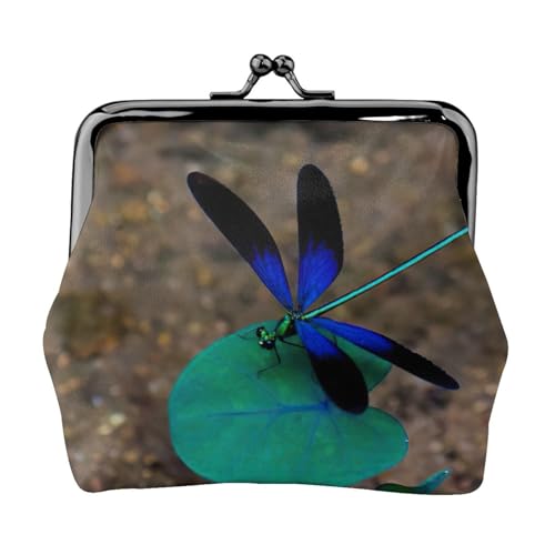 Schwarze und blaue Libellen-Druck, kleine Münzbörse, leichte Reisebrieftasche für Sightseeing-Touren und Einkaufsbummel, Schwarz , Einheitsgröße, Münztasche von MDATT